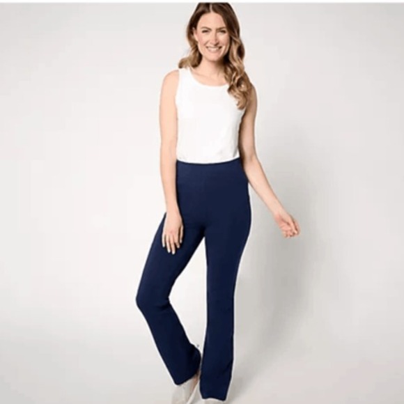 Denim & Co. Active Black Bootcut Stretch Pants Yoga Pockets Stretch Knit XS-Tall - Picture 2 of 5